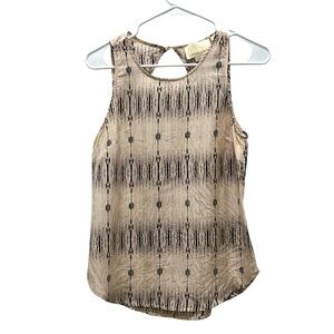 Cynthia Rowley Women’s 100% Silk Beige Sleeveless Abstract Pattern Top size XS